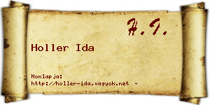 Holler Ida névjegykártya